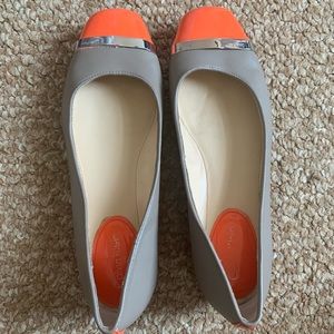 Calvin Klein Gray and Orange Flats